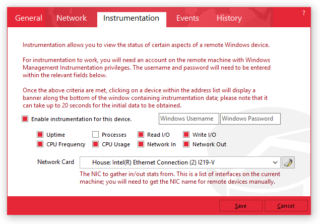 Edit Device: Instrumentation