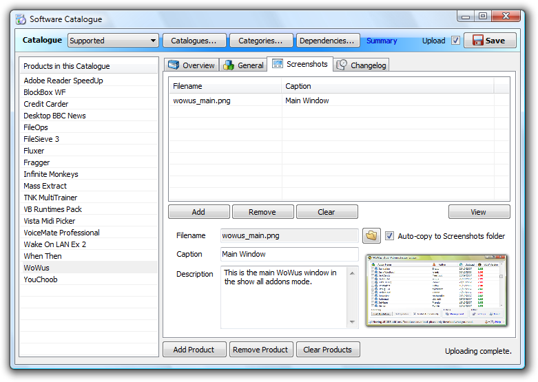 Screenshots Tab