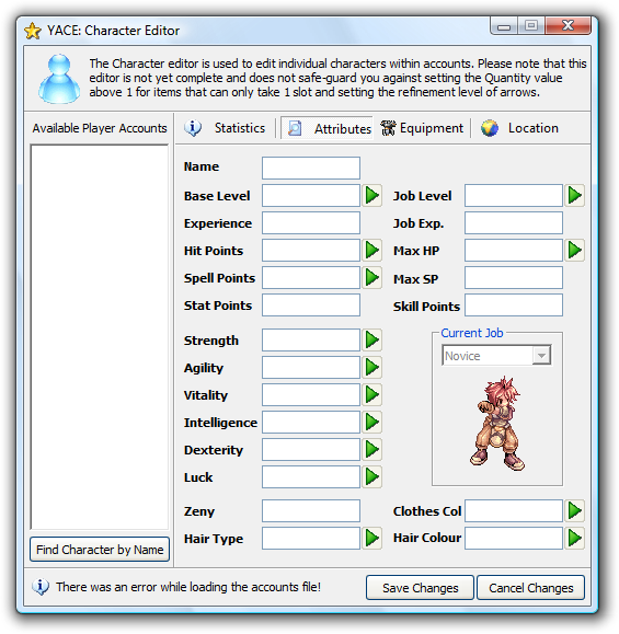 YACE Character Editor